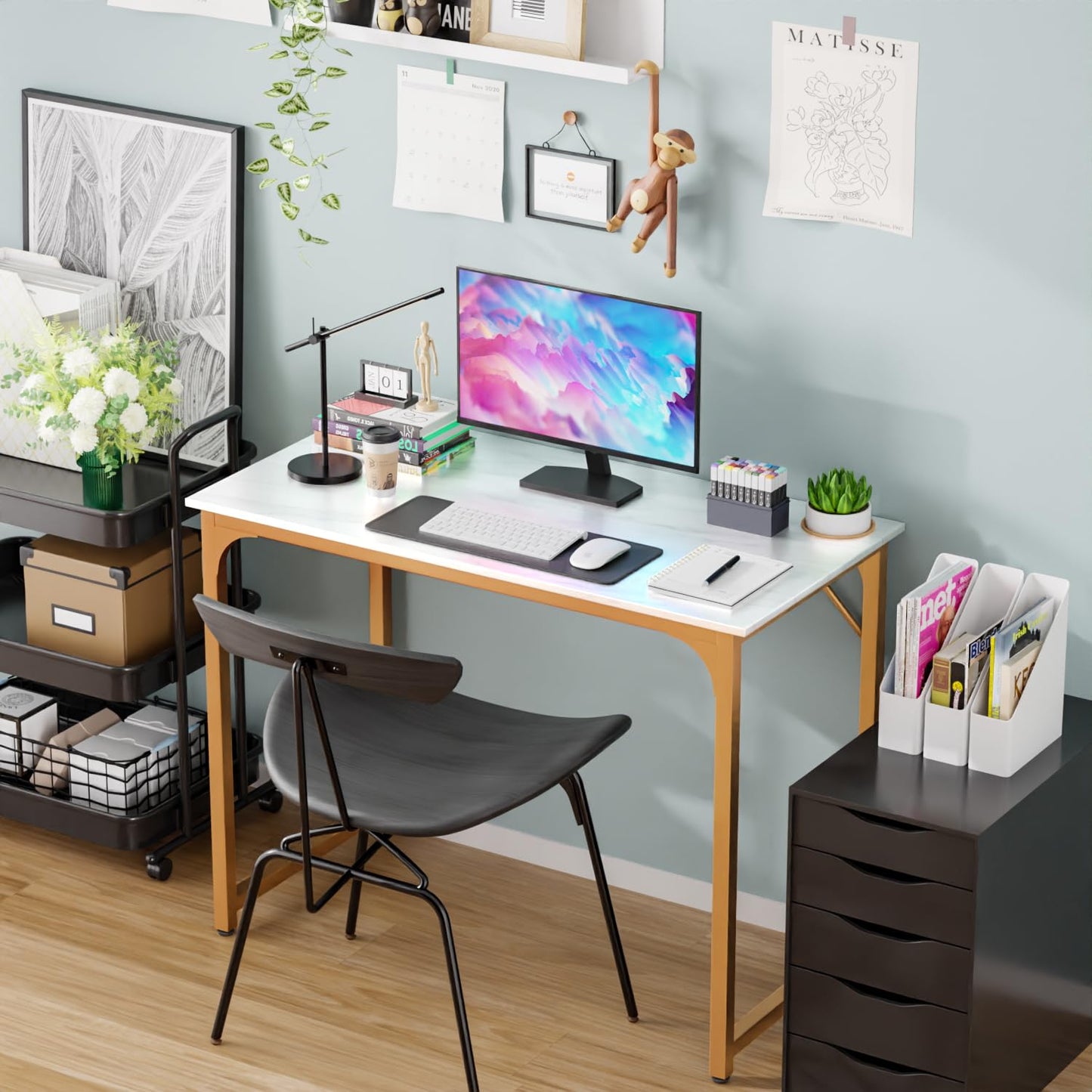 PayLessHere 32/39/47 inch Computer Desk Study Writing Table, Adjustable feet, Modern Furniture for Home Office (1, Brown, 32 inch)