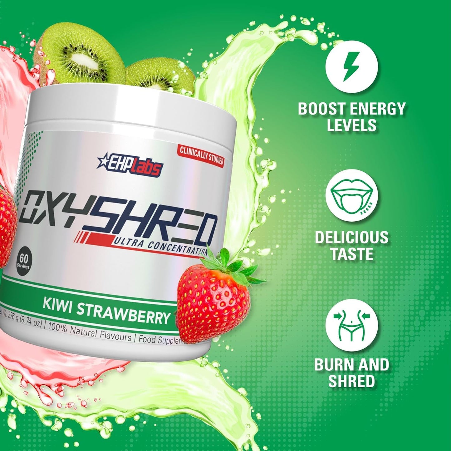 EHP Labs OxyShred Pre Workout Powder & Shredding Supplement - Preworkout Powder with L Glutamine & Acetyl L Carnitine, Energy Boost Drink - Passionfruit, 60 Servings