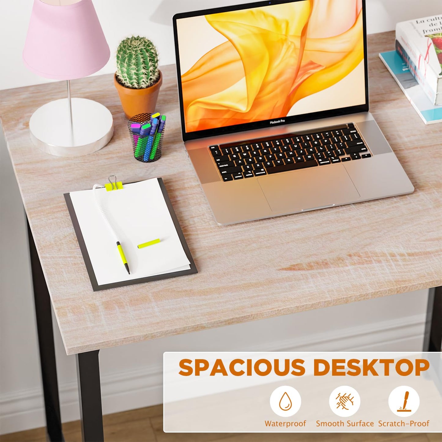 PayLessHere 32/39/47 inch Computer Desk Study Writing Table, Adjustable feet, Modern Furniture for Home Office (1, Brown, 32 inch)