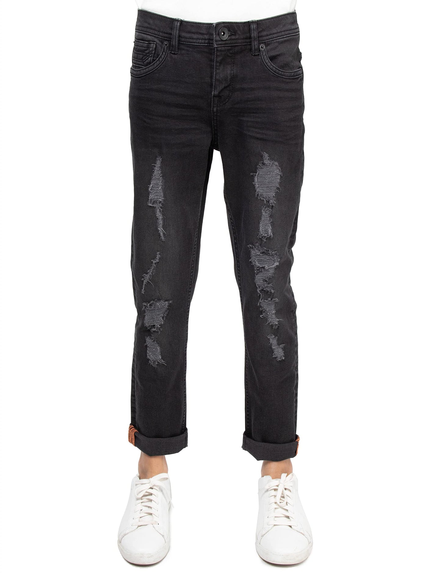 RAW X Boys Denim Jeans, Big Boy & Little Kids Stretch Slim Fit Pants, Distressed Ripped Biker Jeans for Boys