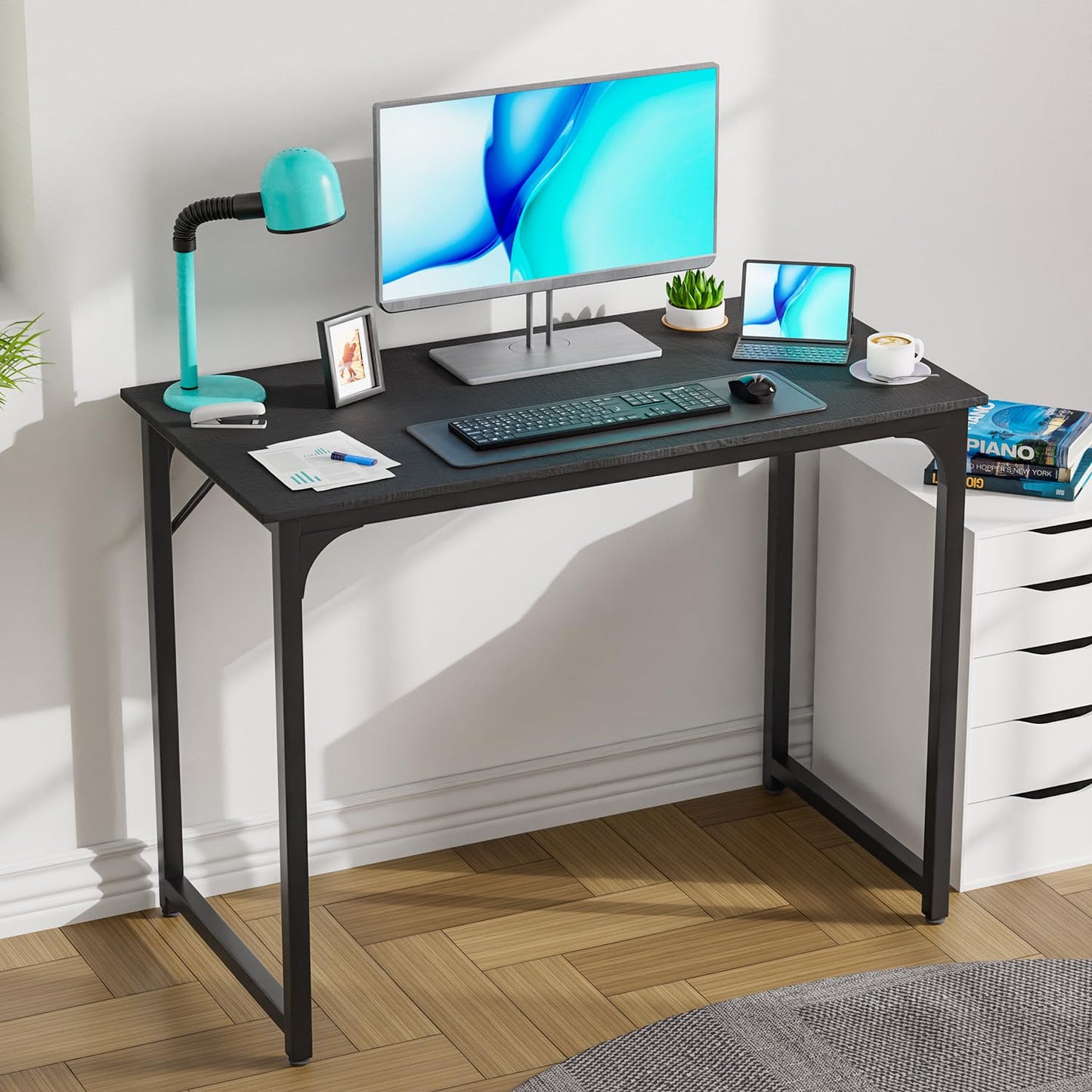 PayLessHere 32/39/47 inch Computer Desk Study Writing Table, Adjustable feet, Modern Furniture for Home Office (1, Brown, 32 inch)
