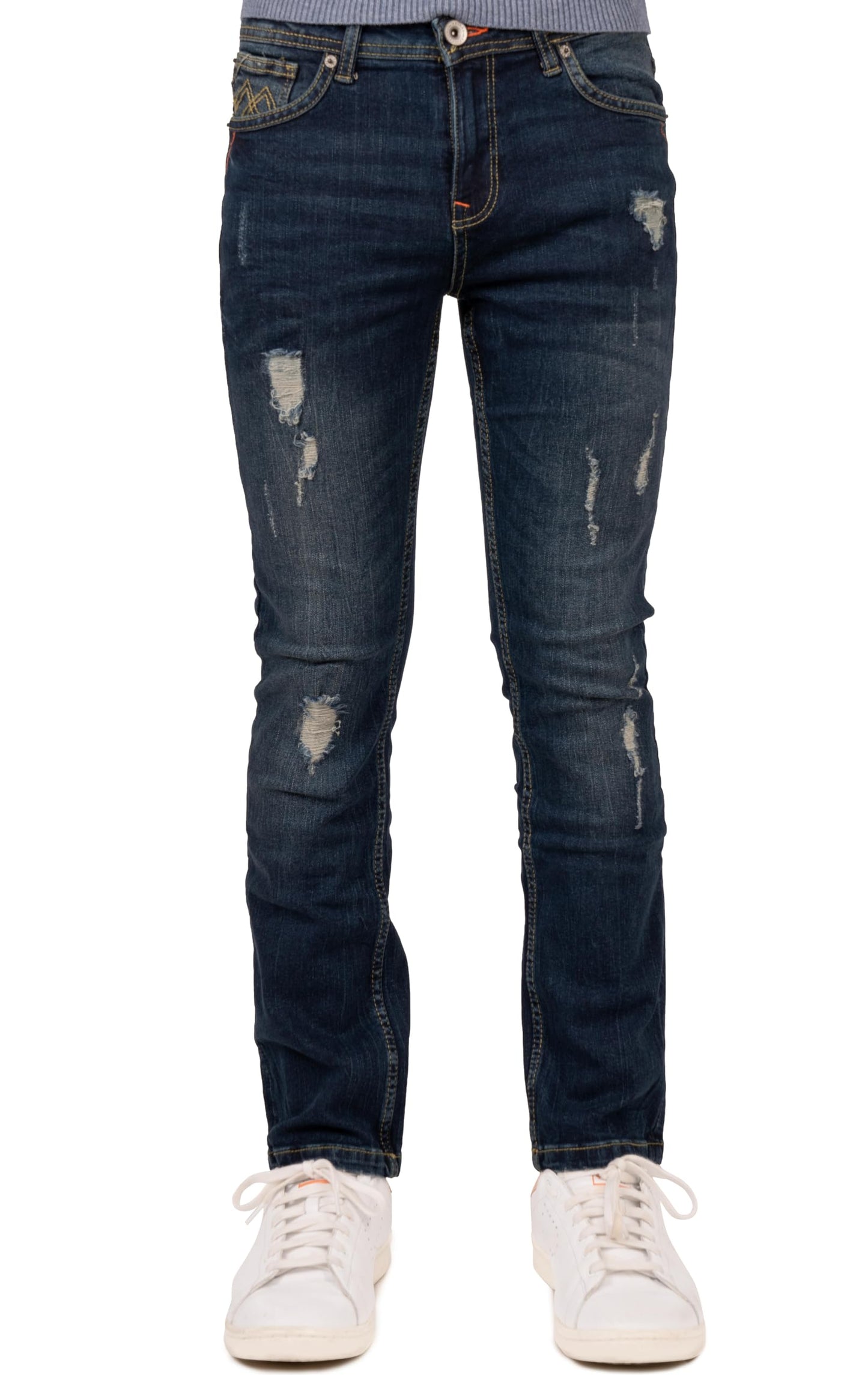 RAW X Boys Denim Jeans, Big Boy & Little Kids Stretch Slim Fit Pants, Distressed Ripped Biker Jeans for Boys