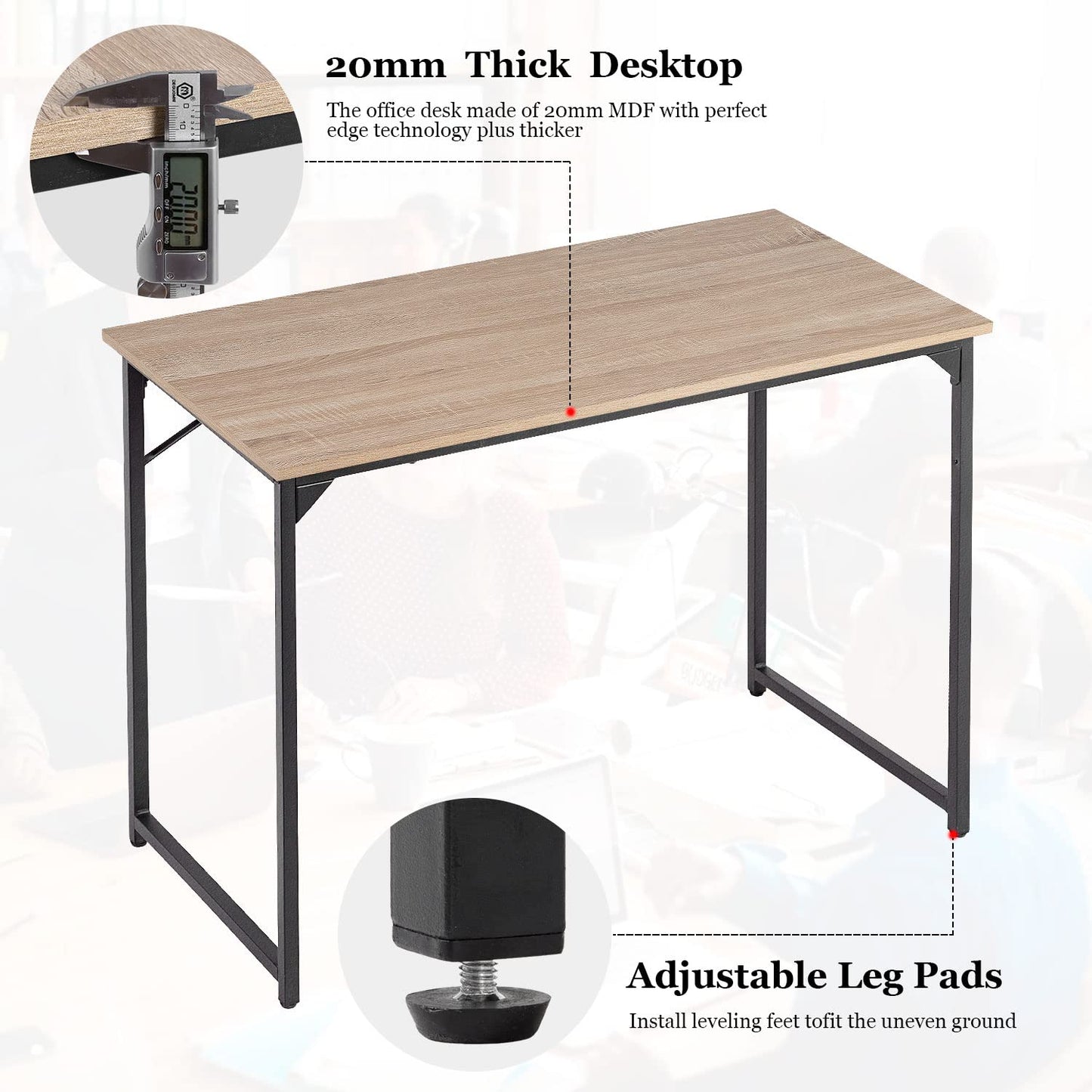 PayLessHere 32/39/47 inch Computer Desk Study Writing Table, Adjustable feet, Modern Furniture for Home Office (1, Brown, 32 inch)