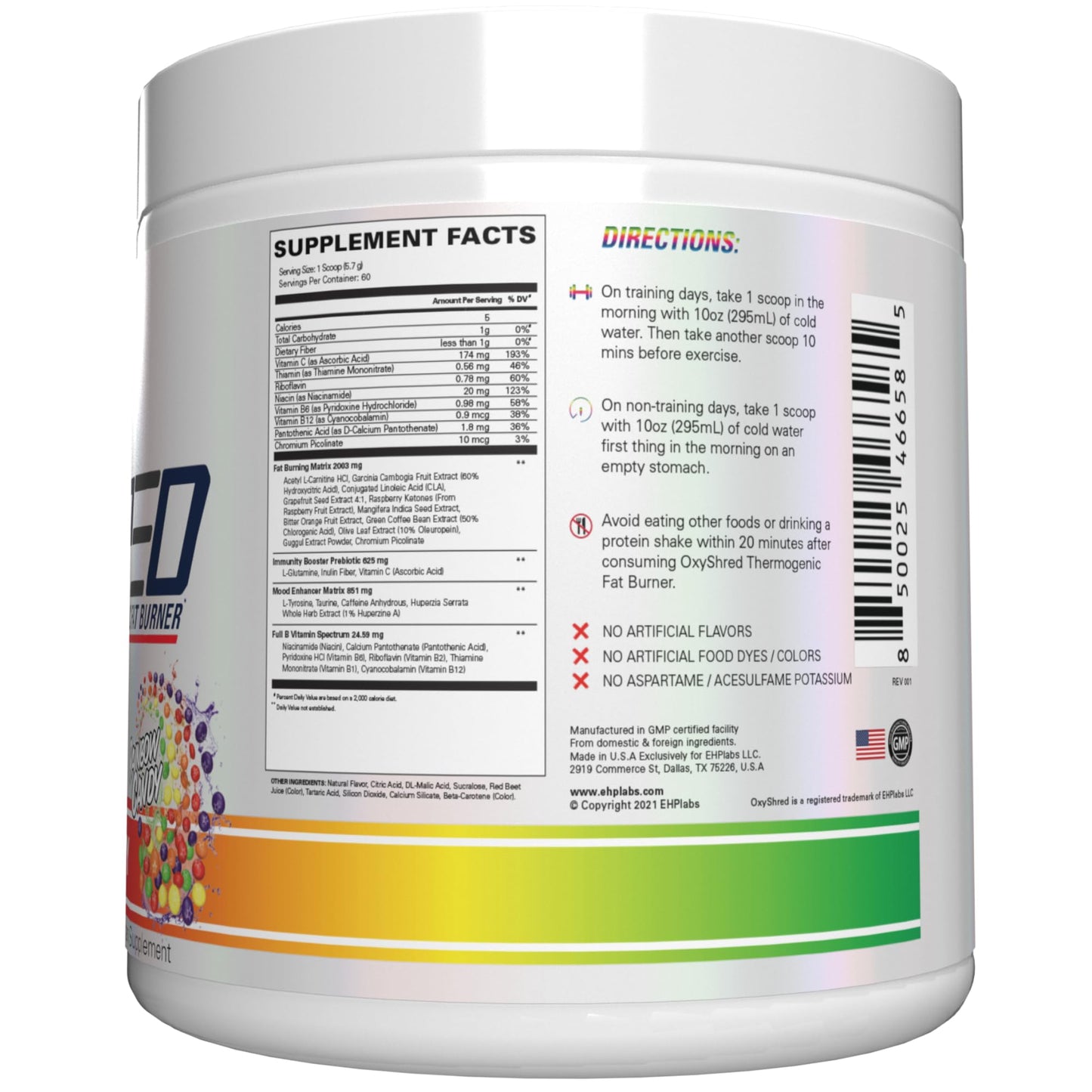 EHP Labs OxyShred Pre Workout Powder & Shredding Supplement - Preworkout Powder with L Glutamine & Acetyl L Carnitine, Energy Boost Drink - Passionfruit, 60 Servings