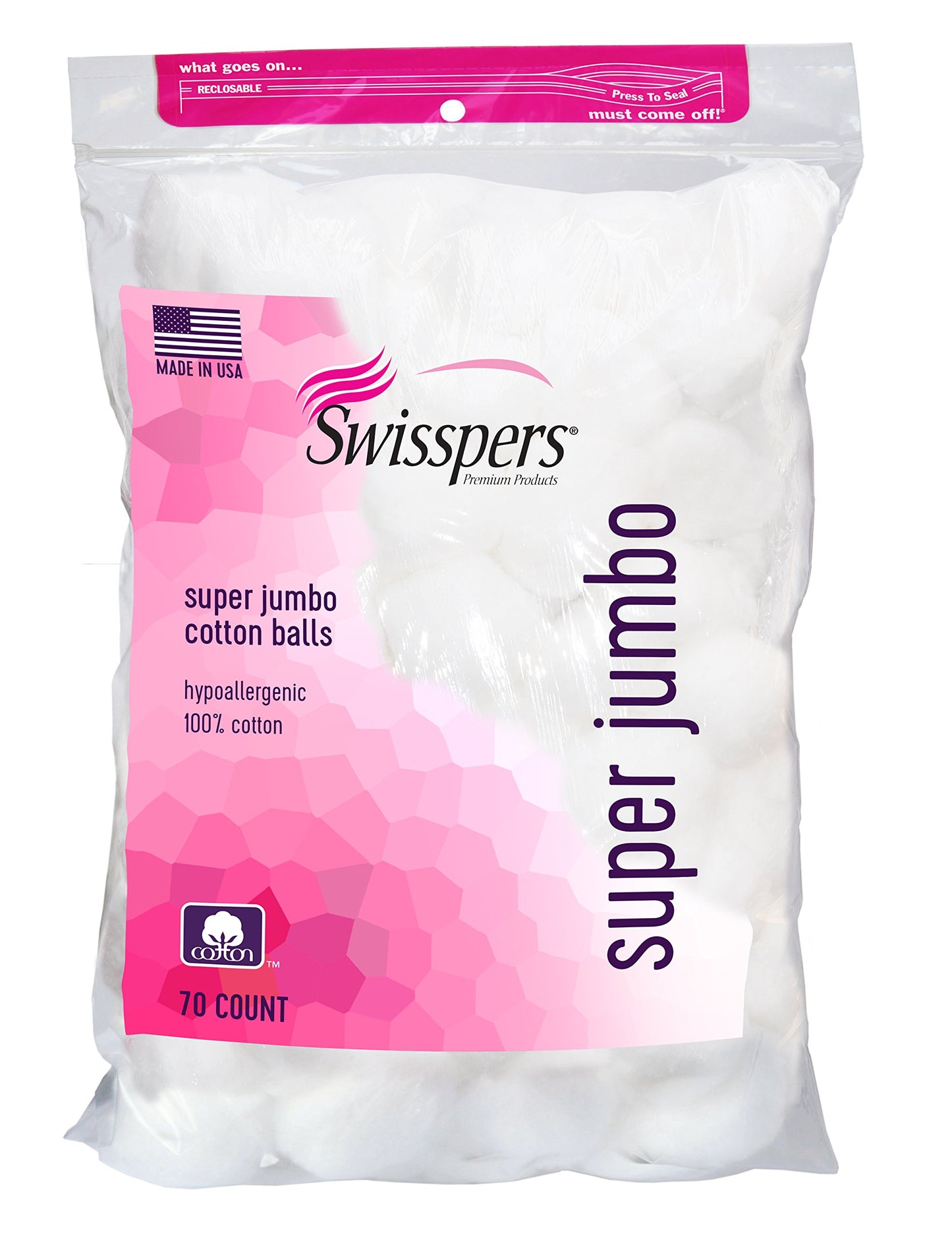 Swisspers Super Jumbo Cotton Balls 70 ea (Pack of 2)