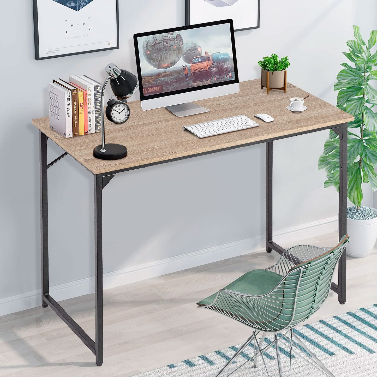 PayLessHere 32/39/47 inch Computer Desk Study Writing Table, Adjustable feet, Modern Furniture for Home Office (1, Brown, 32 inch)