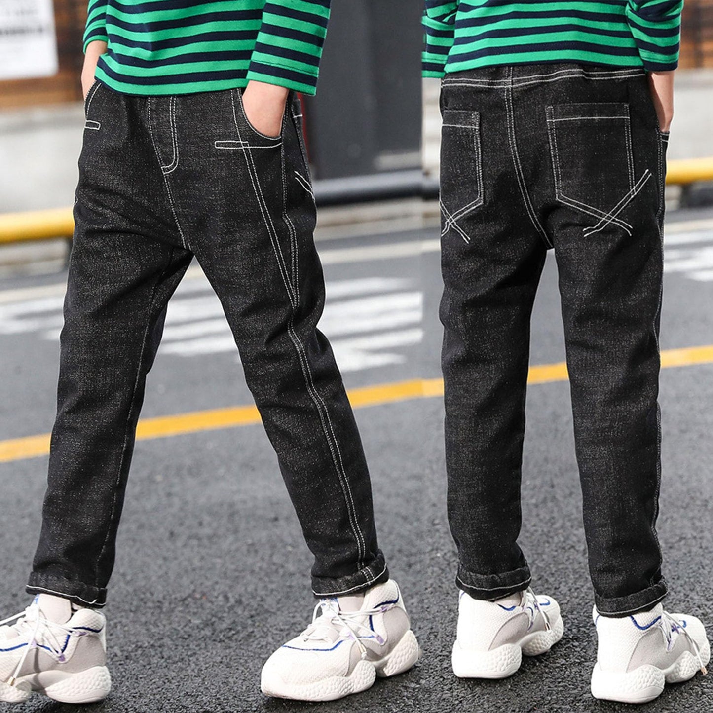 Boys Regular Straight Fit Jeans Casual Denim Pants Stretch Denim Pants Baby Birthday Leggings