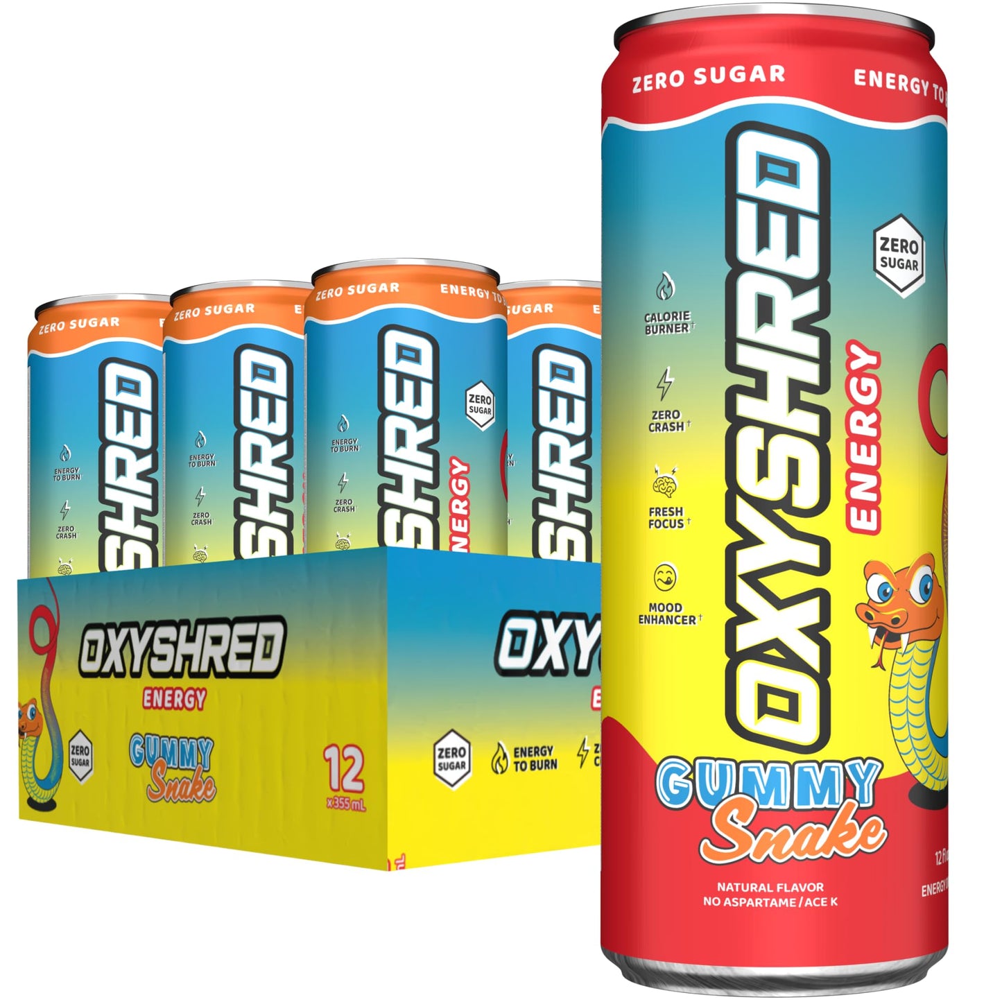 EHP Labs x Ghostbusters OxyShred Healthy Energy Drink - Zero Sugar Energy Drinks, Green Tea Extract, Vitamin C & L Carnitine - Zero Carbs, Zero Calories, Clean Caffeine - Frosty Big Apple (12-Pack)