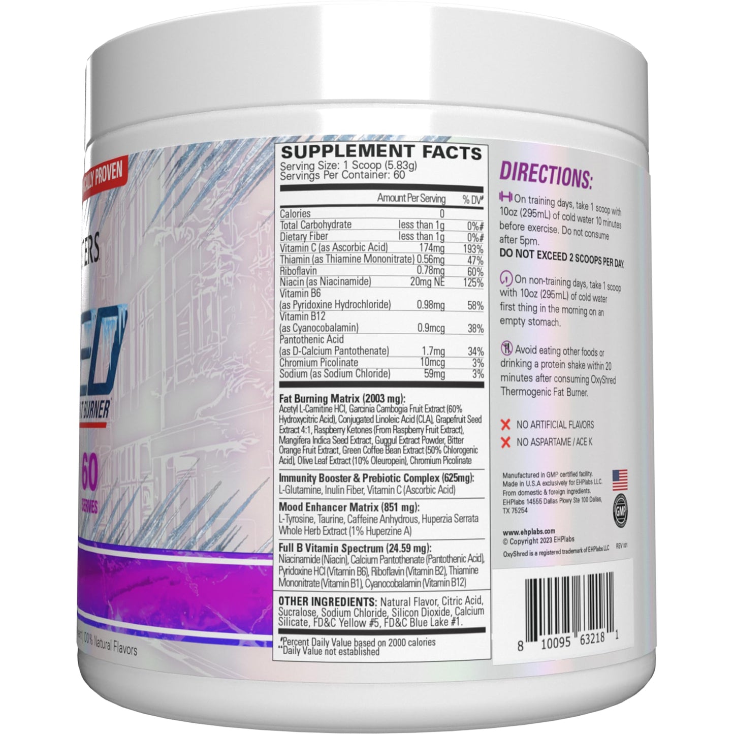 EHP Labs OxyShred Pre Workout Powder & Shredding Supplement - Preworkout Powder with L Glutamine & Acetyl L Carnitine, Energy Boost Drink - Passionfruit, 60 Servings