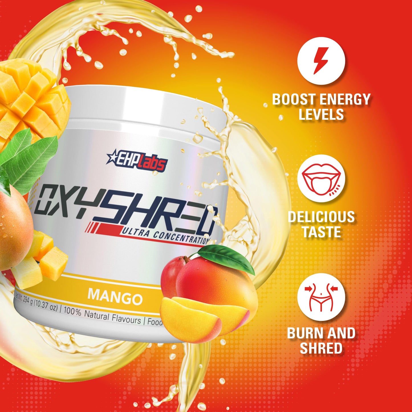 EHP Labs OxyShred Pre Workout Powder & Shredding Supplement - Preworkout Powder with L Glutamine & Acetyl L Carnitine, Energy Boost Drink - Passionfruit, 60 Servings