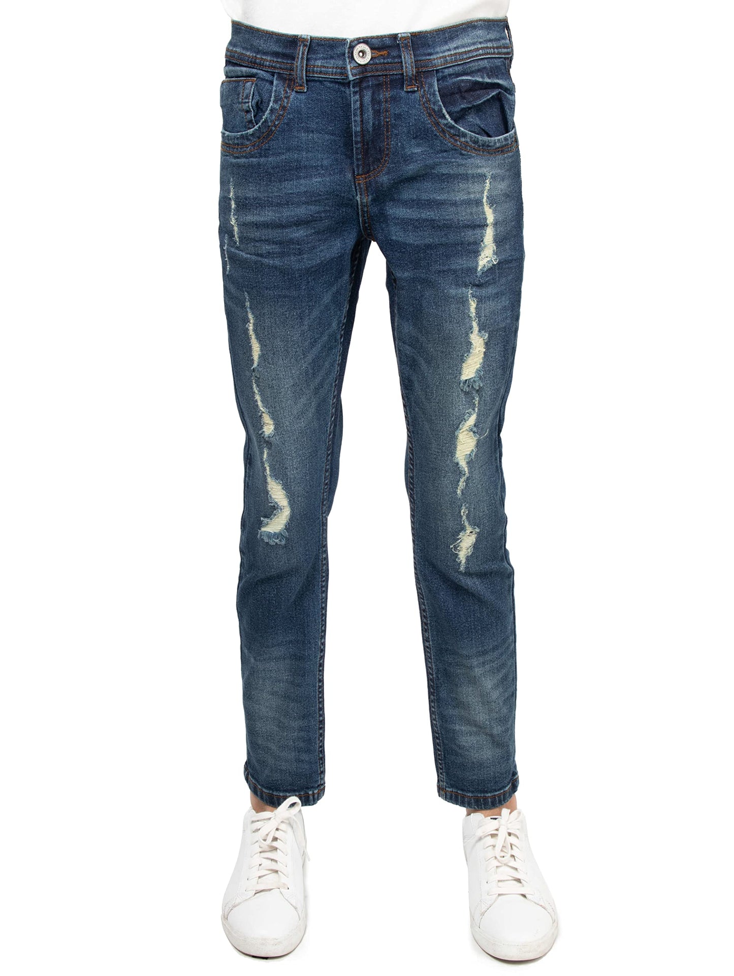 RAW X Boys Denim Jeans, Big Boy & Little Kids Stretch Slim Fit Pants, Distressed Ripped Biker Jeans for Boys
