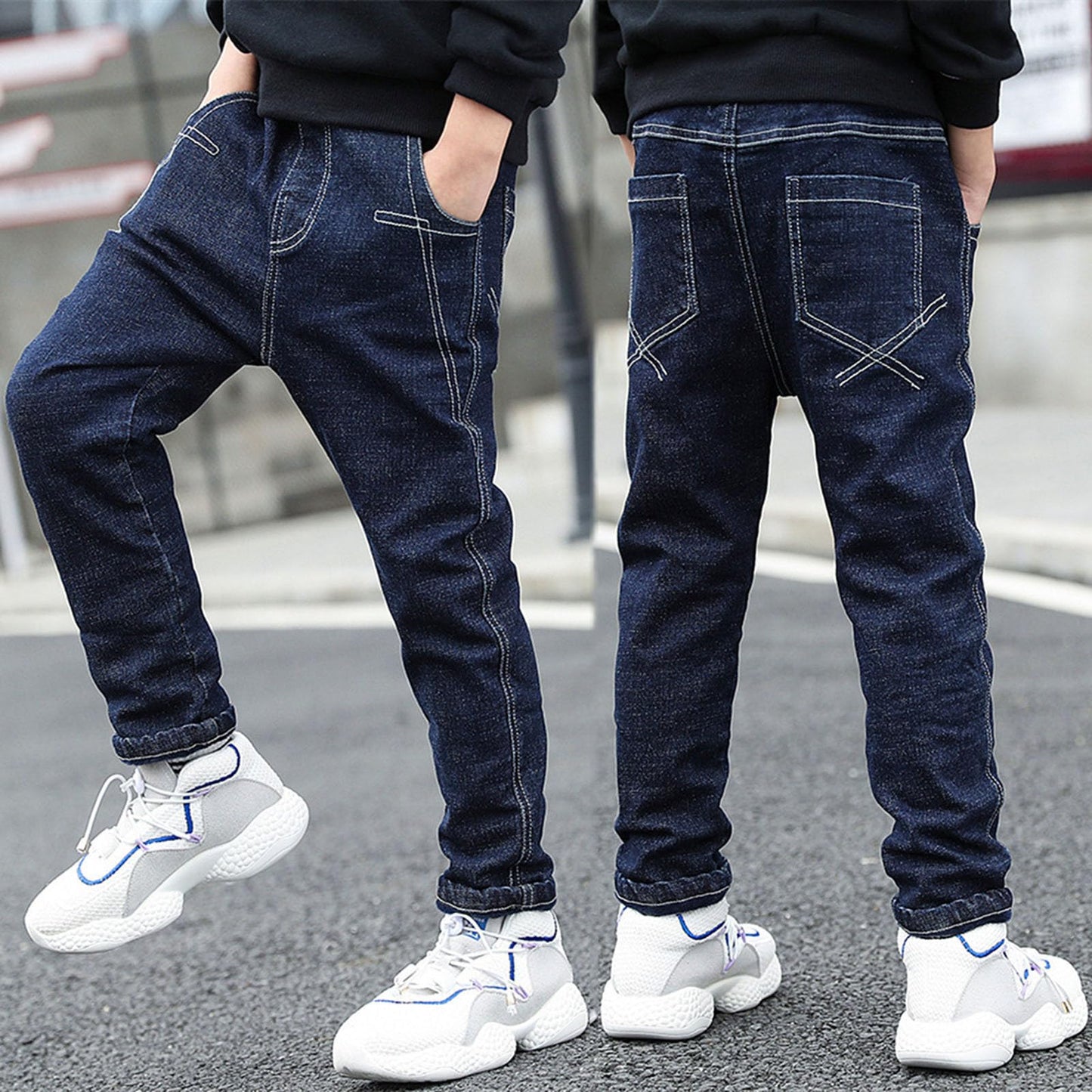 Boys Regular Straight Fit Jeans Casual Denim Pants Stretch Denim Pants Baby Birthday Leggings