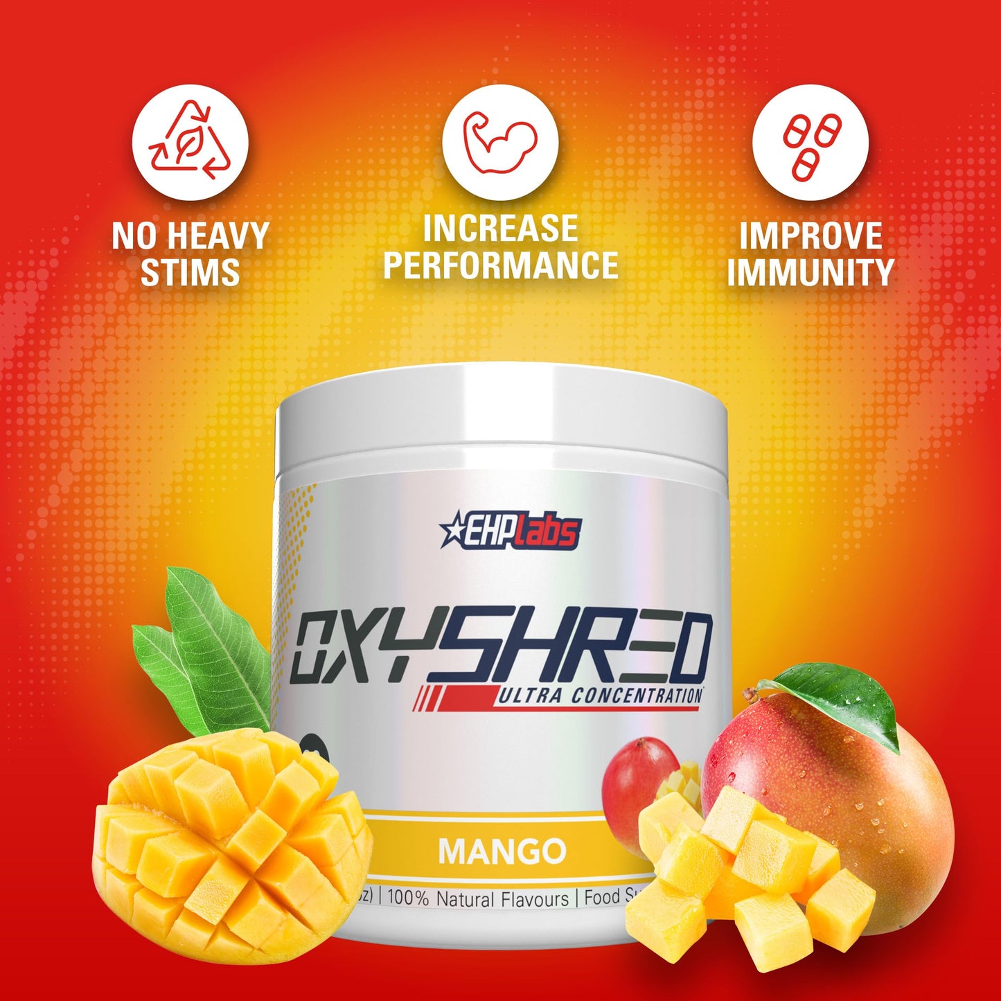 EHP Labs OxyShred Pre Workout Powder & Shredding Supplement - Preworkout Powder with L Glutamine & Acetyl L Carnitine, Energy Boost Drink - Passionfruit, 60 Servings