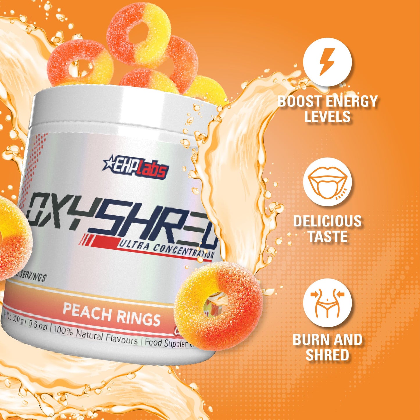 EHP Labs OxyShred Pre Workout Powder & Shredding Supplement - Preworkout Powder with L Glutamine & Acetyl L Carnitine, Energy Boost Drink - Passionfruit, 60 Servings