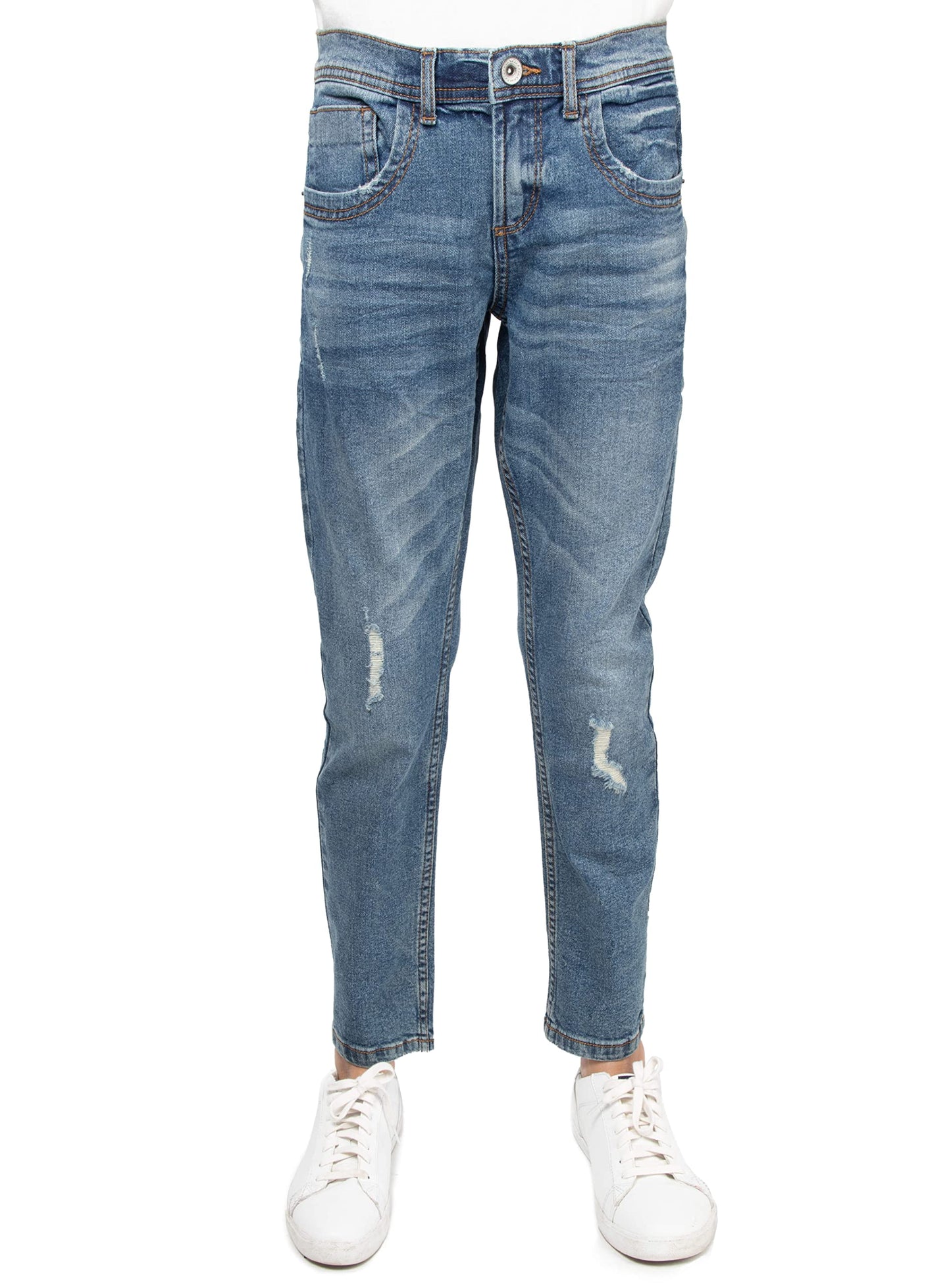 RAW X Boys Denim Jeans, Big Boy & Little Kids Stretch Slim Fit Pants, Distressed Ripped Biker Jeans for Boys