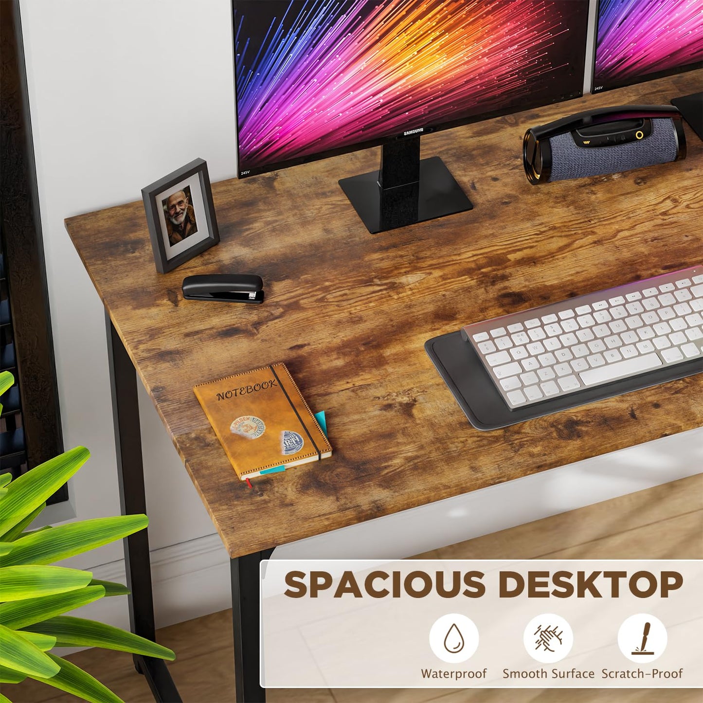 PayLessHere 32/39/47 inch Computer Desk Study Writing Table, Adjustable feet, Modern Furniture for Home Office (1, Brown, 32 inch)