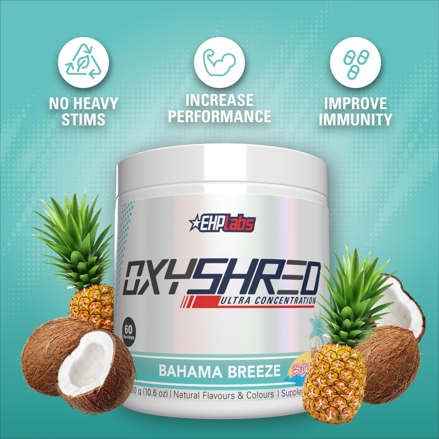 EHP Labs OxyShred Pre Workout Powder & Shredding Supplement - Preworkout Powder with L Glutamine & Acetyl L Carnitine, Energy Boost Drink - Passionfruit, 60 Servings