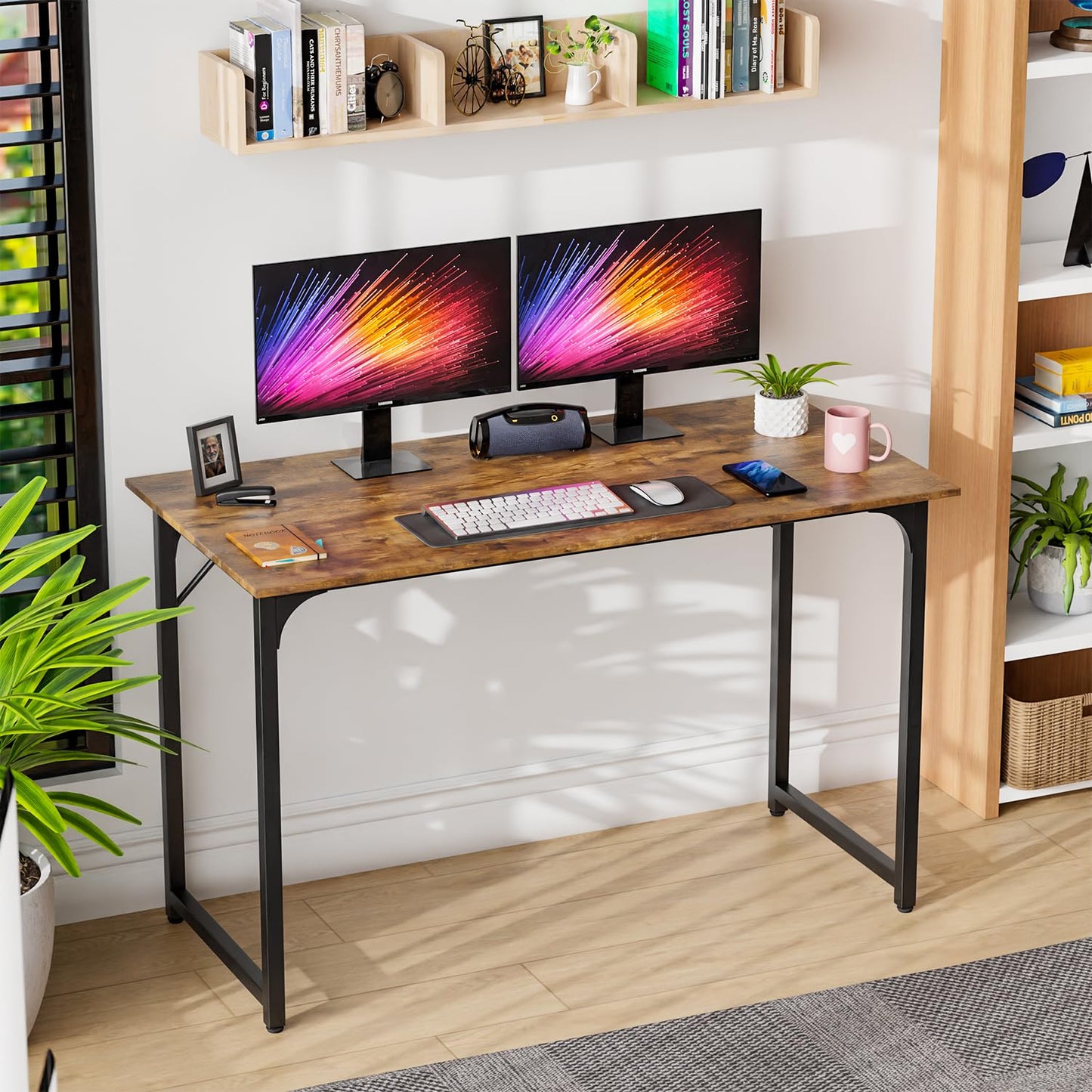 PayLessHere 32/39/47 inch Computer Desk Study Writing Table, Adjustable feet, Modern Furniture for Home Office (1, Brown, 32 inch)