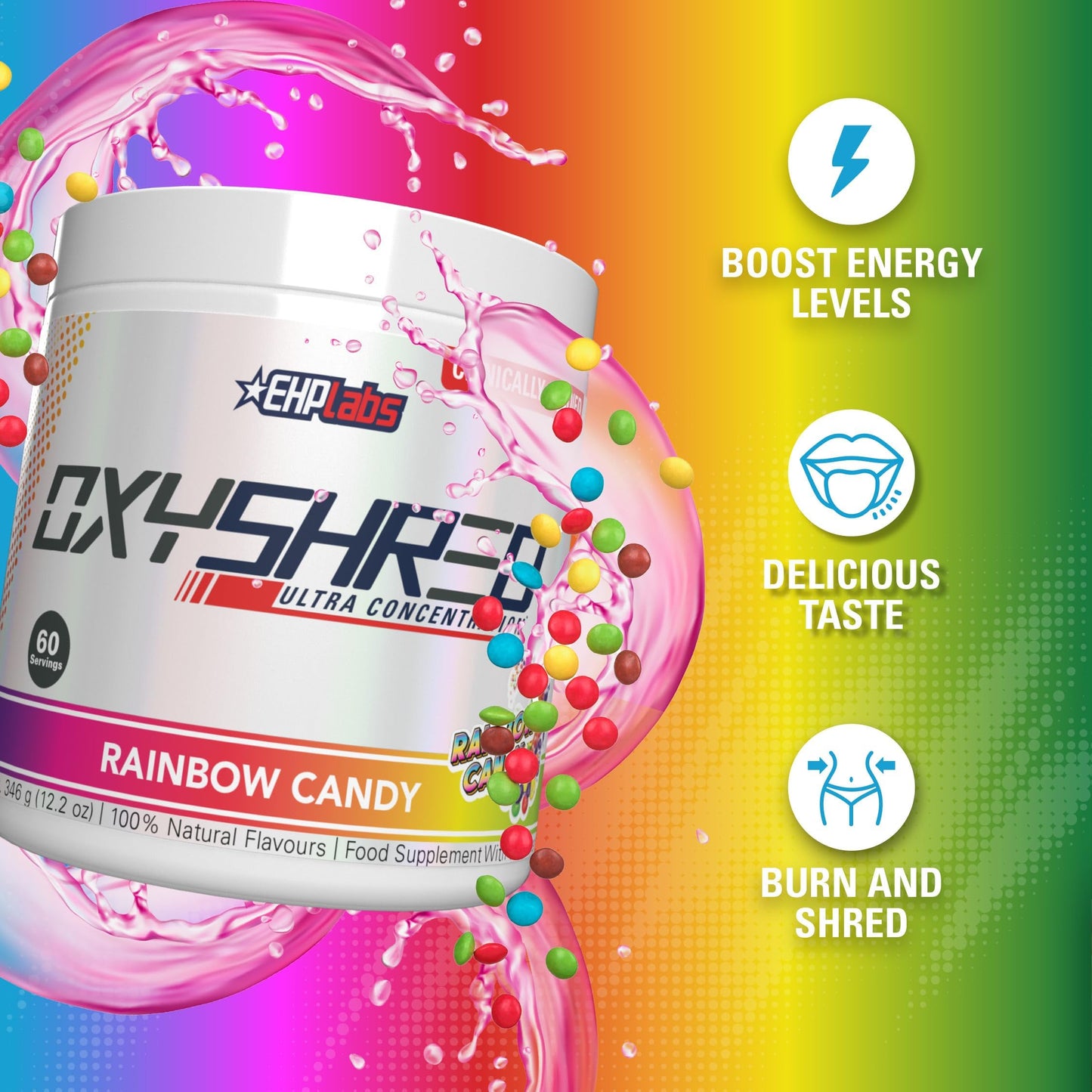 EHP Labs OxyShred Pre Workout Powder & Shredding Supplement - Preworkout Powder with L Glutamine & Acetyl L Carnitine, Energy Boost Drink - Passionfruit, 60 Servings