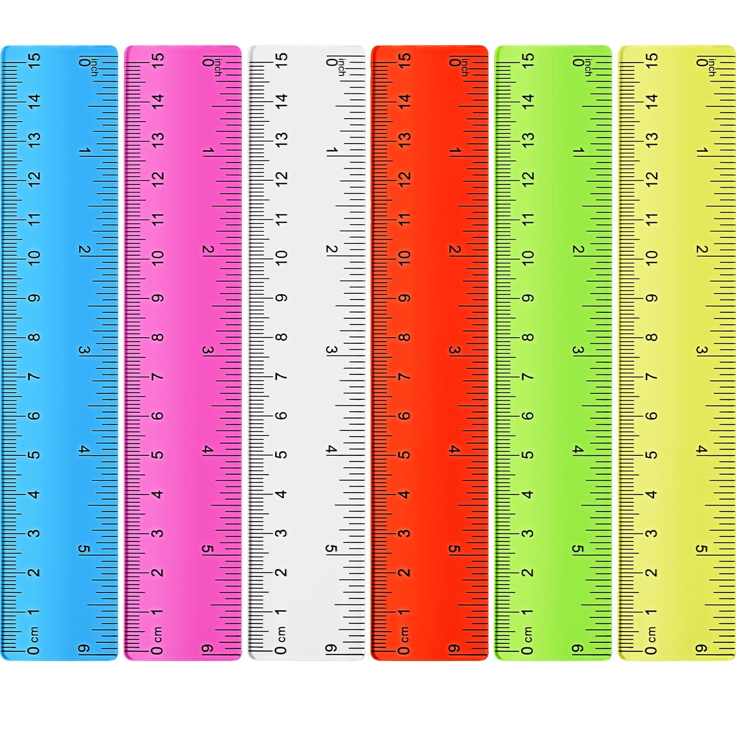 Zonon 6 Pcs 12 Inch Ruler Bulk Plastic Flexible Straight Metric/inches