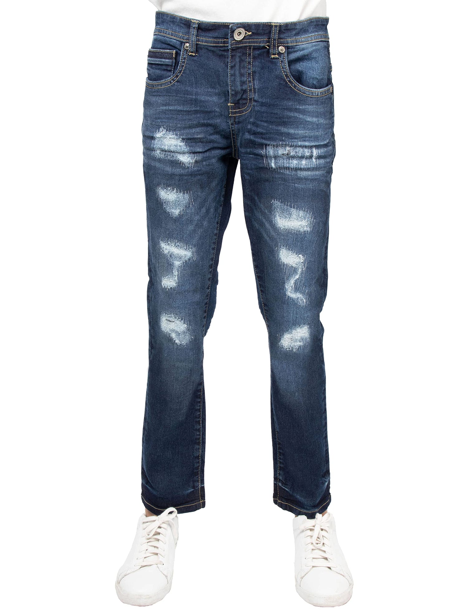 RAW X Boys Denim Jeans, Big Boy & Little Kids Stretch Slim Fit Pants, Distressed Ripped Biker Jeans for Boys