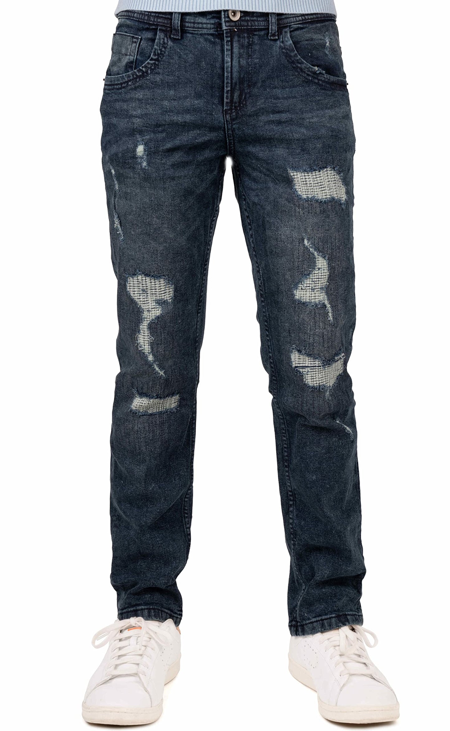 RAW X Boys Denim Jeans, Big Boy & Little Kids Stretch Slim Fit Pants, Distressed Ripped Biker Jeans for Boys