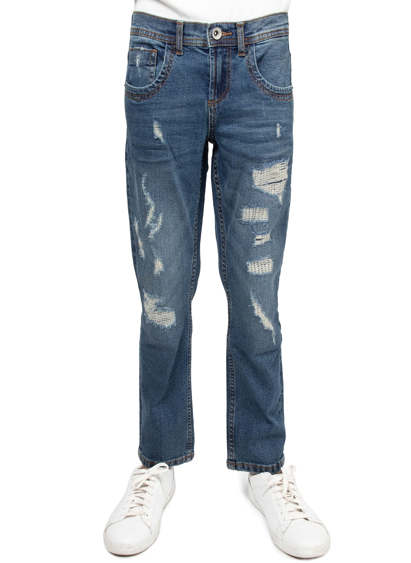 RAW X Boys Denim Jeans, Big Boy & Little Kids Stretch Slim Fit Pants, Distressed Ripped Biker Jeans for Boys