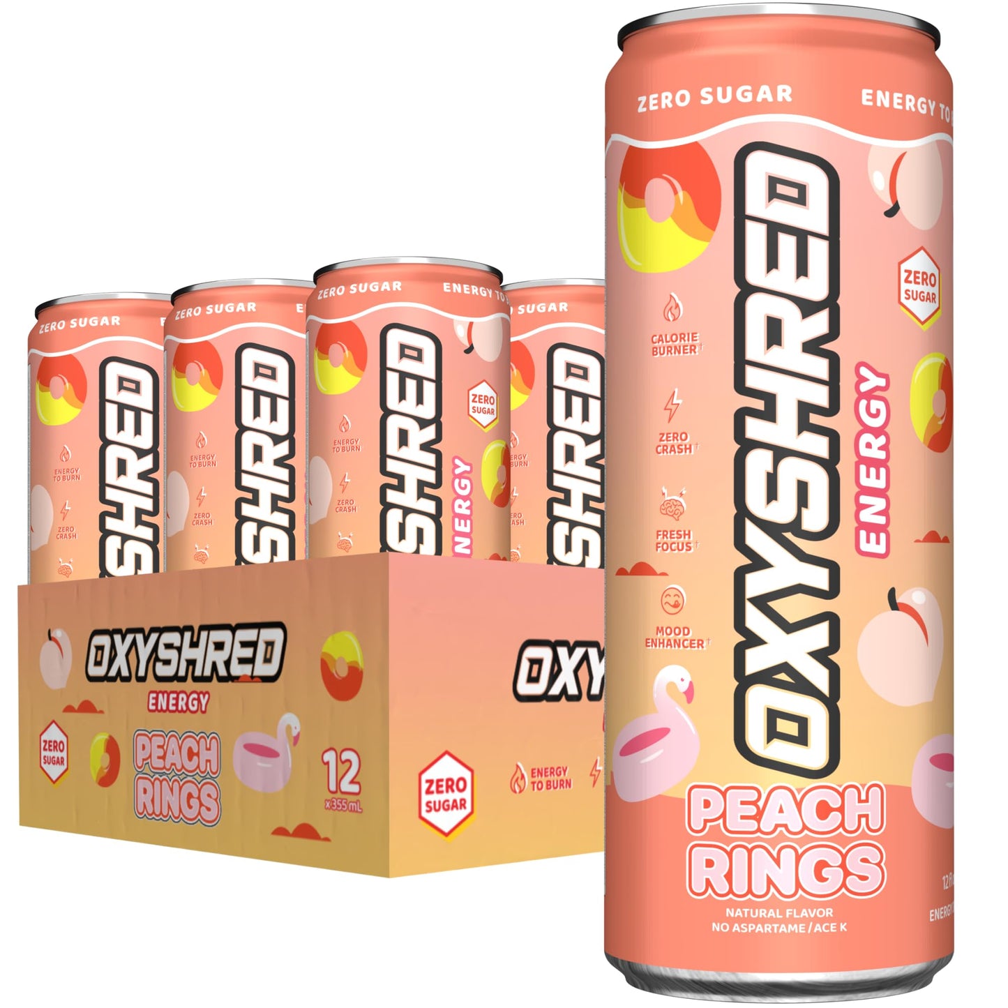 EHP Labs x Ghostbusters OxyShred Healthy Energy Drink - Zero Sugar Energy Drinks, Green Tea Extract, Vitamin C & L Carnitine - Zero Carbs, Zero Calories, Clean Caffeine - Frosty Big Apple (12-Pack)