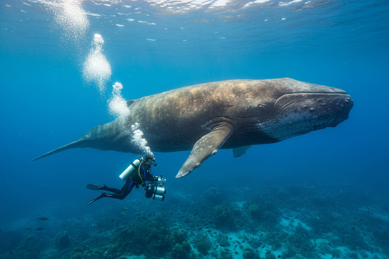 scuba diving with sperm whales