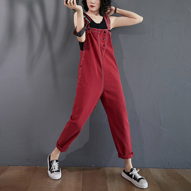 Redd Collection Denim Plus Size Suspender Jumpsuit Aura Restored