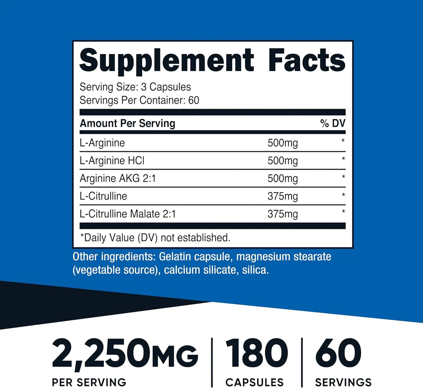 Nutricost Nitric Oxide Booster Capsules — 2250mg