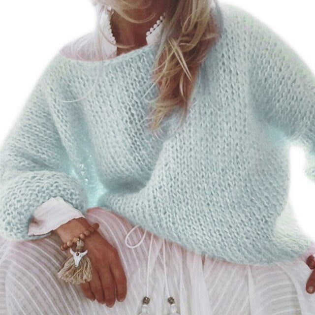 Gideon Collection Dylan Chunky Knitted Fluffy Pullover Tops Aura Restored