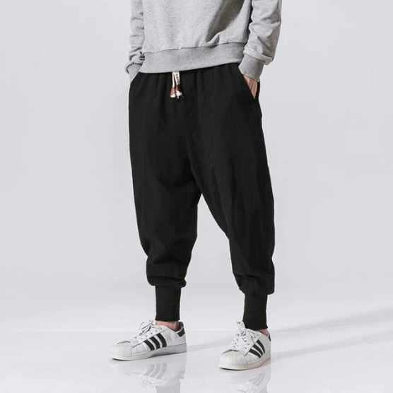 Guy Aura Cotton Linen Harem Streetwear Joggers Aura Restored