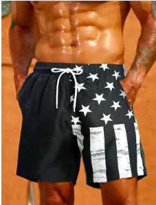 Guy Aura Flag Men's Swim Trunks Aura Restored