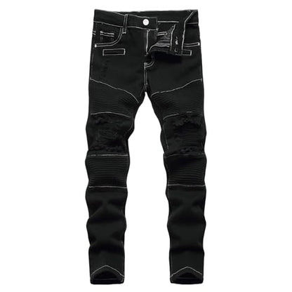 Maiyifu-GJ Boy's Slim Straight Fit Ripped Jeans Destroyed Distressed Denim Jeans Kids Classic Washed Jean Pants with Holes