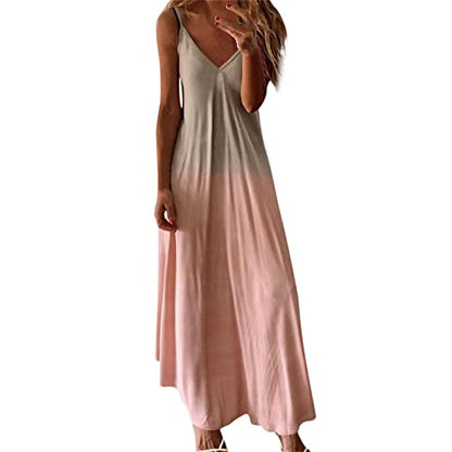 Hawaiian Tropical Beach Dresses for Women Summer Fall Sleeveless Slip V Neck Maxi Long Loose Fit Dresses Women 2025