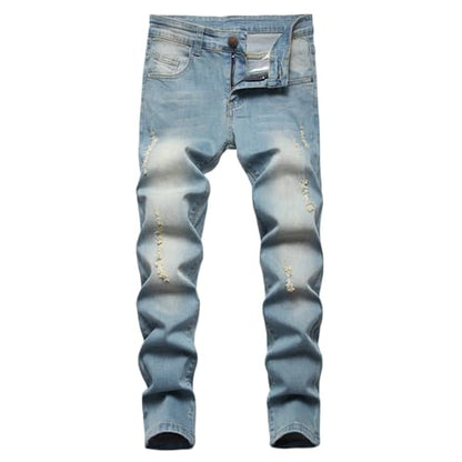 Maiyifu-GJ Boy's Slim Straight Fit Ripped Jeans Destroyed Distressed Denim Jeans Kids Classic Washed Jean Pants with Holes
