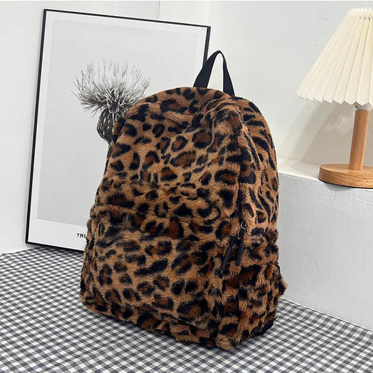 Gideon Collection — Leopard Plush Backpack