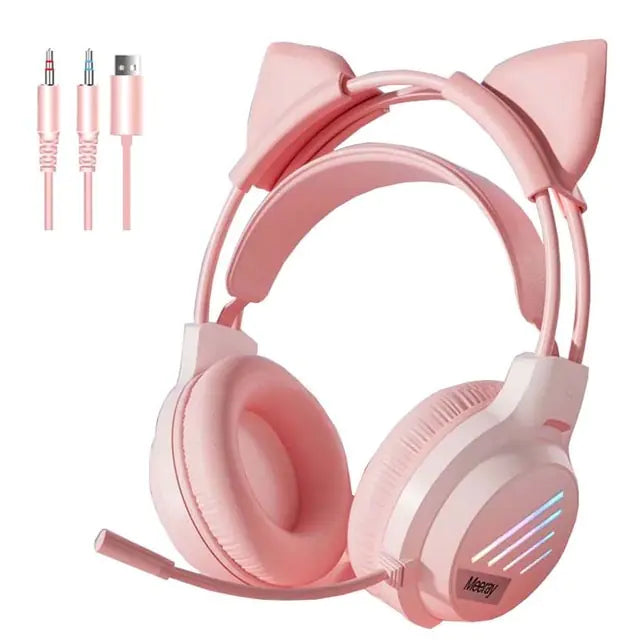 Woah!!! RGB Light Gamer Headset Cat Ear Gaming Headphones Aura Restored