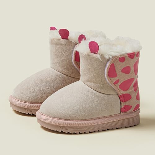 IWIHMIV Toddler Winter Shoes Mid Calf Boots With Side Zipper Snow Boots Cotton Shoes for Boys And Girls Warm Thick Cotton Boots