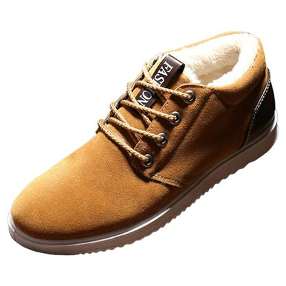 Aura Restored men's winter snow boots in velvet with thickening lining, casual hiking design, size 9, warm and stylish footwear.