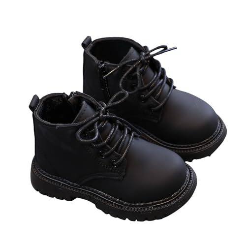 Toddler Girls Boys Combat Ankle Boots Little Kid Waterproof Outdoor Side Zipper Fall Booties Leather Comfort Shoes for Kids