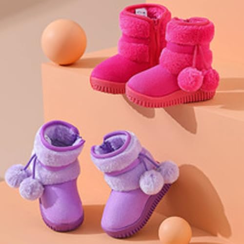 IWIHMIV Toddler Winter Shoes Mid Calf Boots With Side Zipper Snow Boots Cotton Shoes for Boys And Girls Warm Thick Cotton Boots