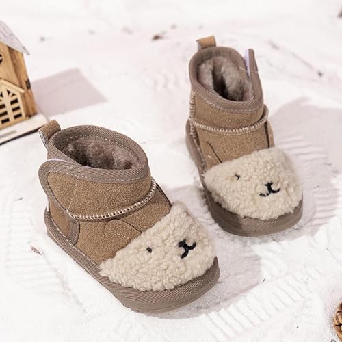 IWIHMIV Toddler Winter Shoes Mid Calf Boots With Side Zipper Snow Boots Cotton Shoes for Boys And Girls Warm Thick Cotton Boots