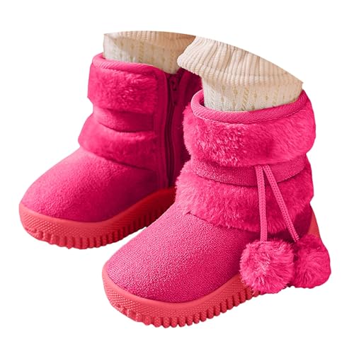 IWIHMIV Toddler Winter Shoes Mid Calf Boots With Side Zipper Snow Boots Cotton Shoes for Boys And Girls Warm Thick Cotton Boots