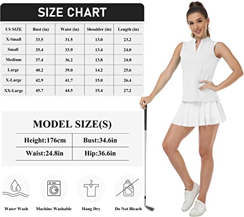 9DF MoFiz Women's Sleeveless Golf Polo Tennis Shirt Sport T-Shirt V-Neck Athletic Tops Active Tee Aura Restored