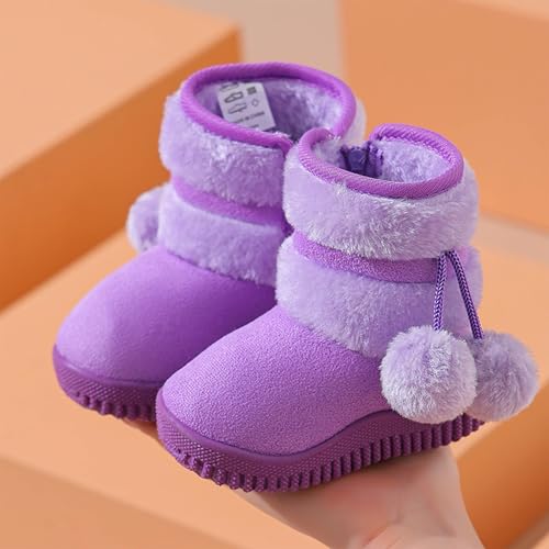 IWIHMIV Toddler Winter Shoes Mid Calf Boots With Side Zipper Snow Boots Cotton Shoes for Boys And Girls Warm Thick Cotton Boots