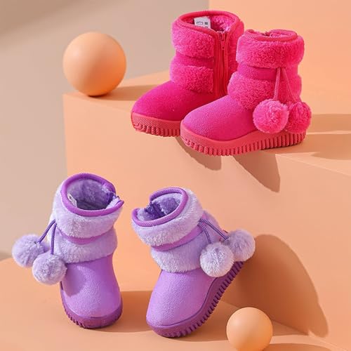 IWIHMIV Toddler Winter Shoes Mid Calf Boots With Side Zipper Snow Boots Cotton Shoes for Boys And Girls Warm Thick Cotton Boots