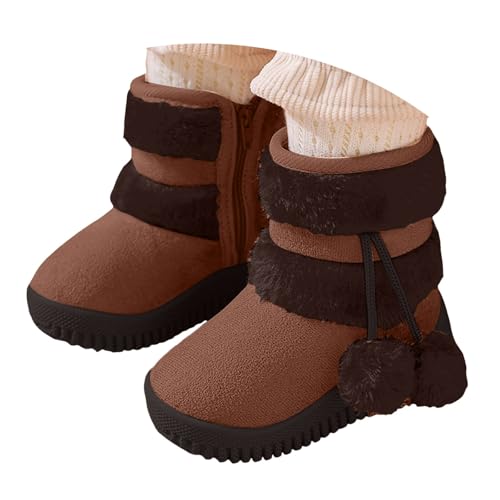 IWIHMIV Toddler Winter Shoes Mid Calf Boots With Side Zipper Snow Boots Cotton Shoes for Boys And Girls Warm Thick Cotton Boots