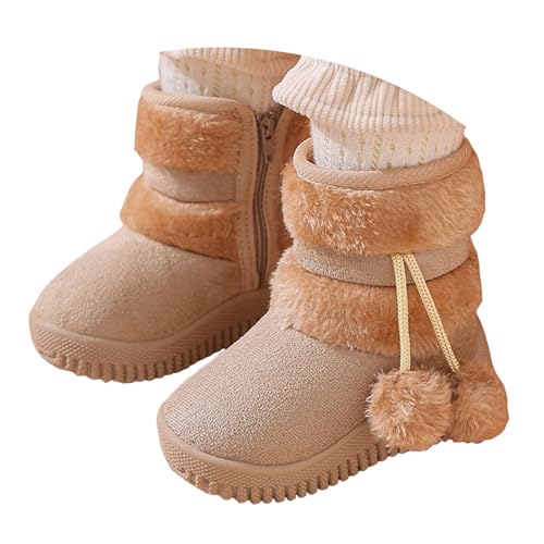 IWIHMIV Toddler Winter Shoes Mid Calf Boots With Side Zipper Snow Boots Cotton Shoes for Boys And Girls Warm Thick Cotton Boots